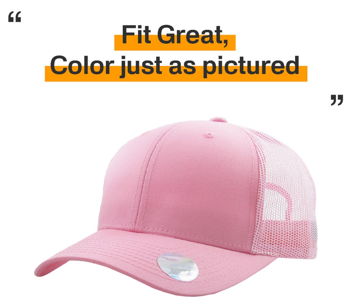 Pink Classic 6 Panel Trucker Mesh Snapback Side View Fit Great